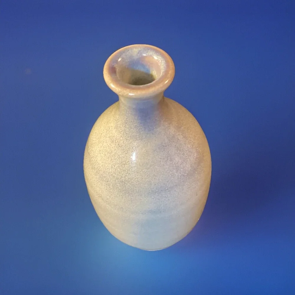 Art Pottery Vase Handmade Artist‎ Signed Grey Blue Cerulean 6.25